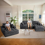 MAXYOYO Sectional Sofa Couch and Chaise Lounge, L Shaped Modern Cloud Couch with Ottoman, Comfy Sofa with Layered Cushion, Tufted Upholstered Sleeper Chair for Living Room, No Assembly Required, Grey
