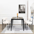 DYHOME White Boucle Dining Chairs Set of 2, Mid Century Modern Kitchen Chairs, Upholstered Dining Room Chairs with Curved Backrest and Black Metal Legs