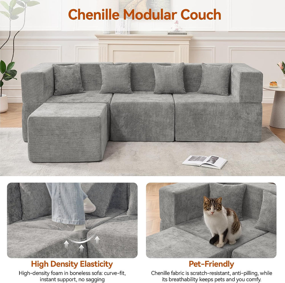 MONVANE 103'' Modular Sectional Sofa, Cloud Sectional Couch with Otto...
