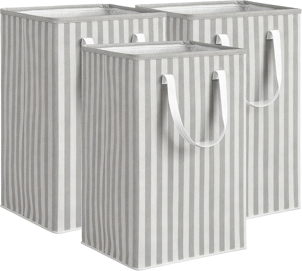 3 Pack Laundry Hamper Collapsible 75L Large Waterproof Cotton Linen Clothes Hamper with Handles Freestanding for Home Dorm Bathroom Bedroom Campin