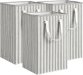 3 Pack Laundry Hamper Collapsible 75L Large Waterproof Cotton Linen Clothes Hamper with Handles Freestanding for Home Dorm Bathroom Bedroom Campin