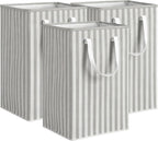 3 Pack Laundry Hamper Collapsible 75L Large Waterproof Cotton Linen Clothes Hamper with Handles Freestanding for Home Dorm Bathroom Bedroom Campin