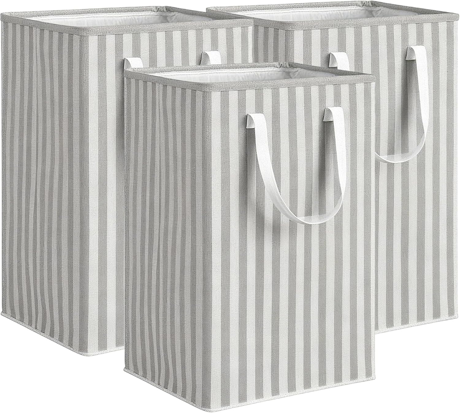 3 Pack Laundry Hamper Collapsible 75L Large Waterproof Cotton Linen Clothes Hamper with Handles Freestanding for Home Dorm Bathroom Bedroom Campin