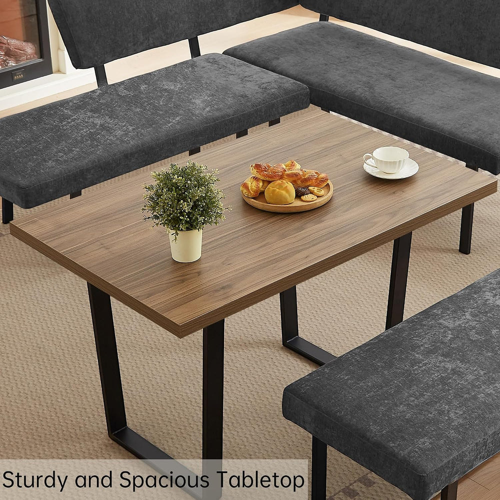 HIPIHOM 3-Piece Corner Dining Table Set with Bench, 67 Inch Space-Saving Brea...