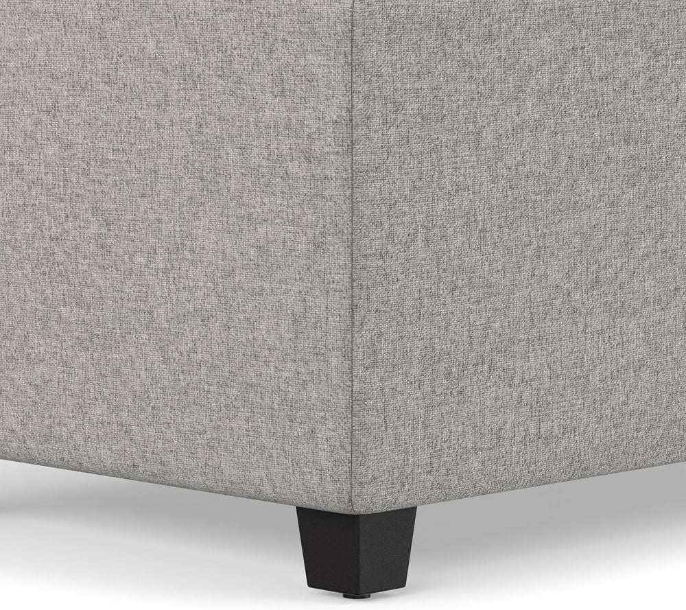 SIMPLIHOME Avalon 54" Wide Linen Look Fabric Storage Ottoman in Cloud Gr...
