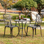 3 Piece Patio Bistro Set Outdoor Bistro Table Set Anti Rust Bistro Table and Chairs w/Umbrella Hole, Durable Patio Set for Porch, Balcony