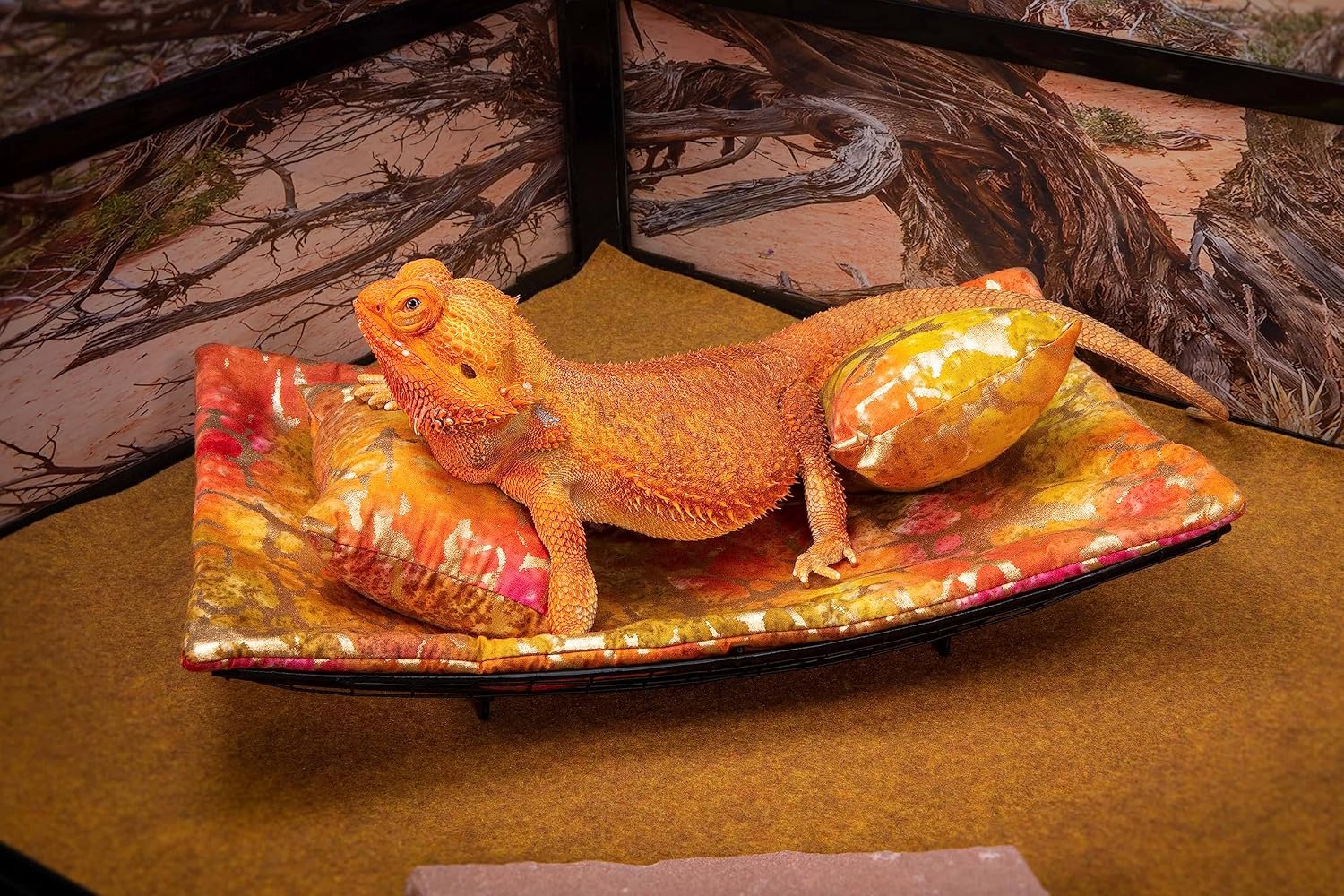 Chaise Lounge for Bearded Dragons, Tie Dye Golden Splash Fabric