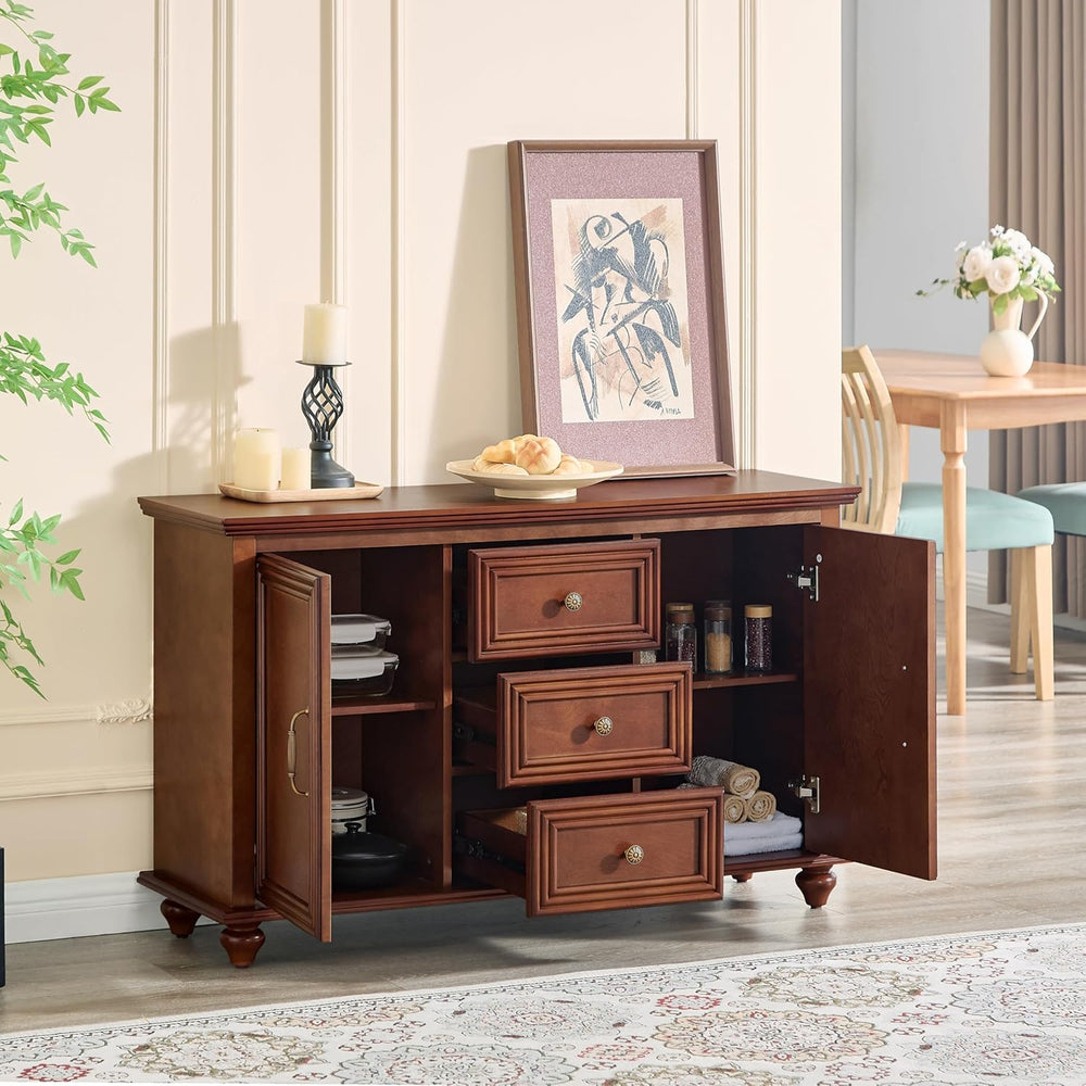 LKTART 47" Wood Sideboard Buffet Cabinet with Storage,Traditional Media ...