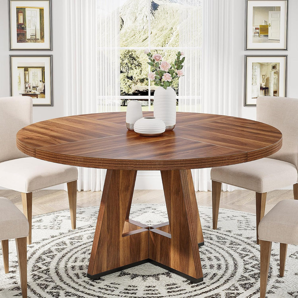 Tribesigns 47 inch Round Dining Table Wood Kitchen Table for Dining Room, 47&...