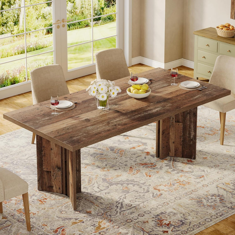 Tribesigns Farmhouse Dining Table for 4 to 6 People, 63-inch Rectangle Wooden...