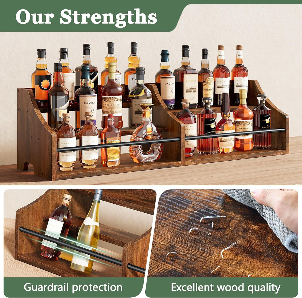 FAVOOSTY 5 Tier Countertop Liquor Bottle Display Shelf Organizer, Retro Table...