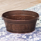 BREKX Copper Metal Pet Storage & Dog Toy Bin w/ Handles, Indestructible | Dog Toy Box • Galvanized Steel • Organizes Toys, Blankets & Leashes • Farmhouse Style