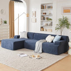 107" Modular Sectional Cloud Couch, Boneless couches Sponge sectionals for Living Room, High Density Sponges Sofa, Modular L-Shape with Chaise, Blue