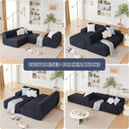 107" Modular Sectional Cloud Couch, Boneless couches Sponge sectionals for Living Room, High Density Sponges Sofa, Modular L-Shape with Chaise, Black