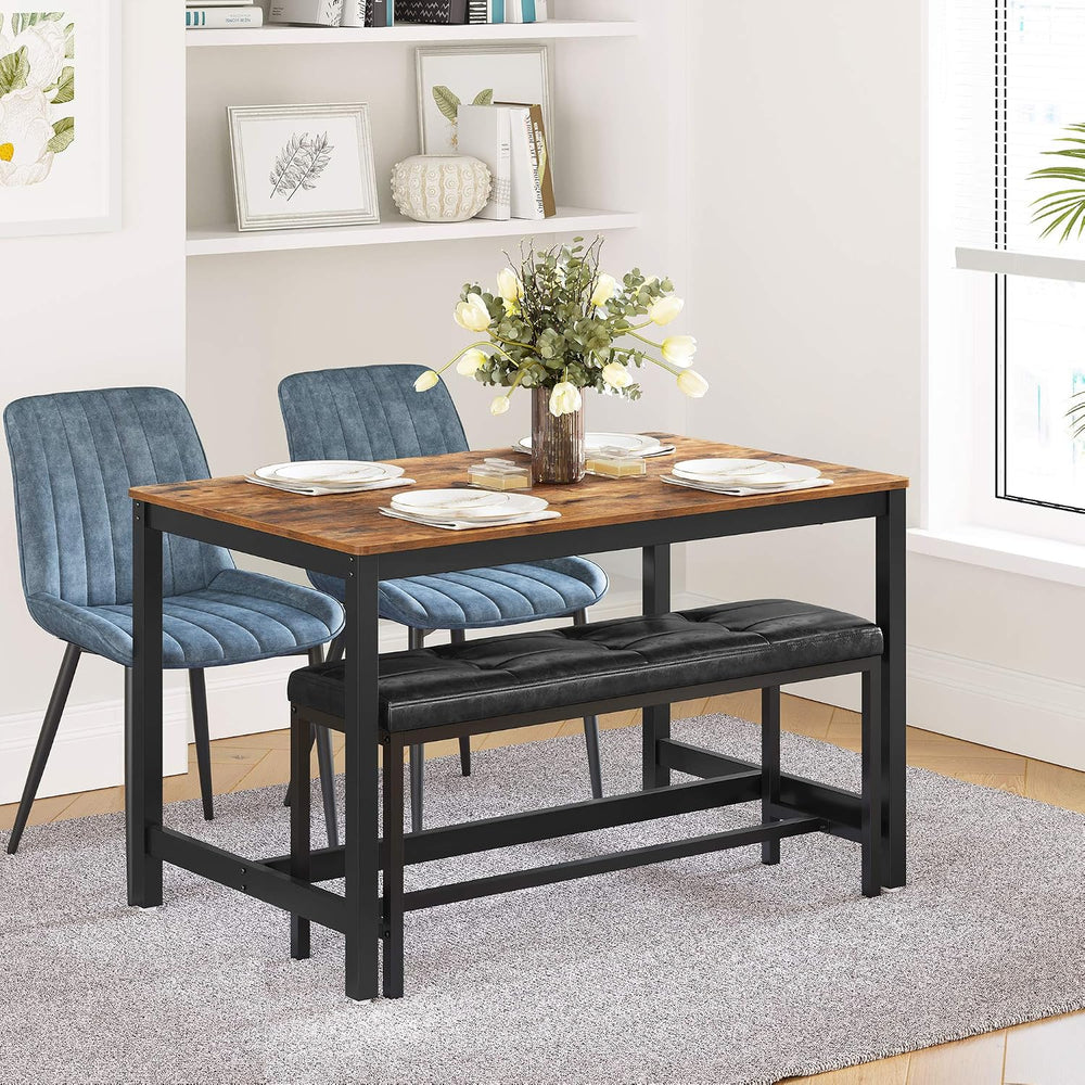 VASAGLE Dining Table Bench, Ottoman Bench with PU Leather Padded Seat, Steel ...
