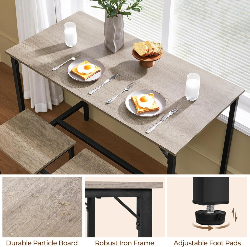 Yaheetech Counter Height Table, 47.5" Bar Table and Chairs Set for 2, Gray