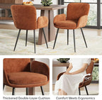 VKNOW Modern Dining Chairs Set of 2, Upholstered Dining Room Chair with Armrest, Kitchen Chairs with Curved Ergonomics Backrest for Living Room, Dining Room, Kitchen, Orange