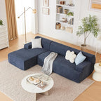 107" Modular Sectional Cloud Couch, Boneless couches Sponge sectionals for Living Room, High Density Sponges Sofa, Modular L-Shape with Chaise, Blue