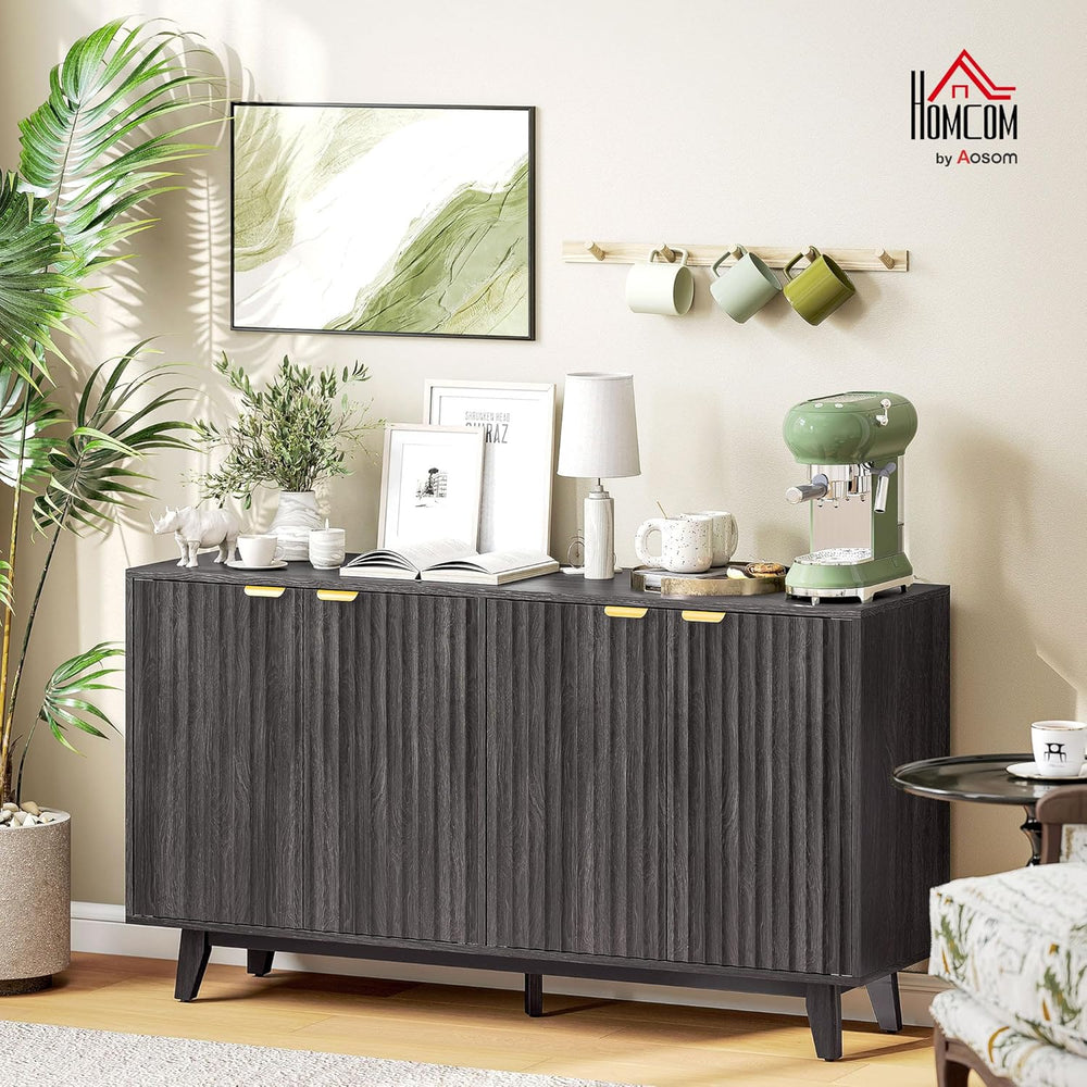 HOMCOM Fluted Sideboard Buffet Cabinet, 55" Modern Accent Console Cabine...