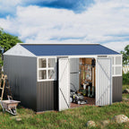 Metal shed 12x10 FT Outdoor Storage, Heavy-Duty Garden Sheds with Customizable Skylight & Reinforced Steel Frame, Weatherproof Galvanized Tool Tiny House for Backyard, Patio, and Lawn