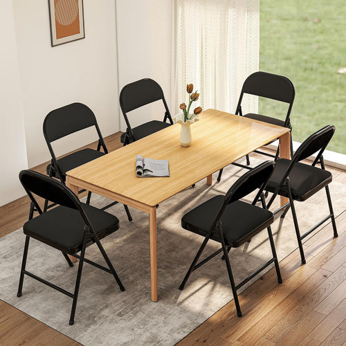 10 Pack Leather Padded Folding Chair, Metal Frame with Pu Leather Seat & Back, 650 LB Capacity Pu Leather Folding Chair with Comfortable Cushion for Events Home Office Black