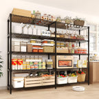 5-Tier Storage Shelving Unit Metal Shelves 59" W Wire Shelving, 70" H L-Shaped Pantry Shelves Kitchen Storage Shelves for Home Commercial Garage Heavy Duty, 70.5" H x 59" W x 13.8" D