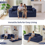 MAXYOYO 79" Loveseat Sofa Couch for Small Spaces, Upholstered Boneless Cloud Couch for Apartment Bedroom, 2-Seater Love Seat Floor Modern Sofa with Pillows, No Assembly Required, Navy