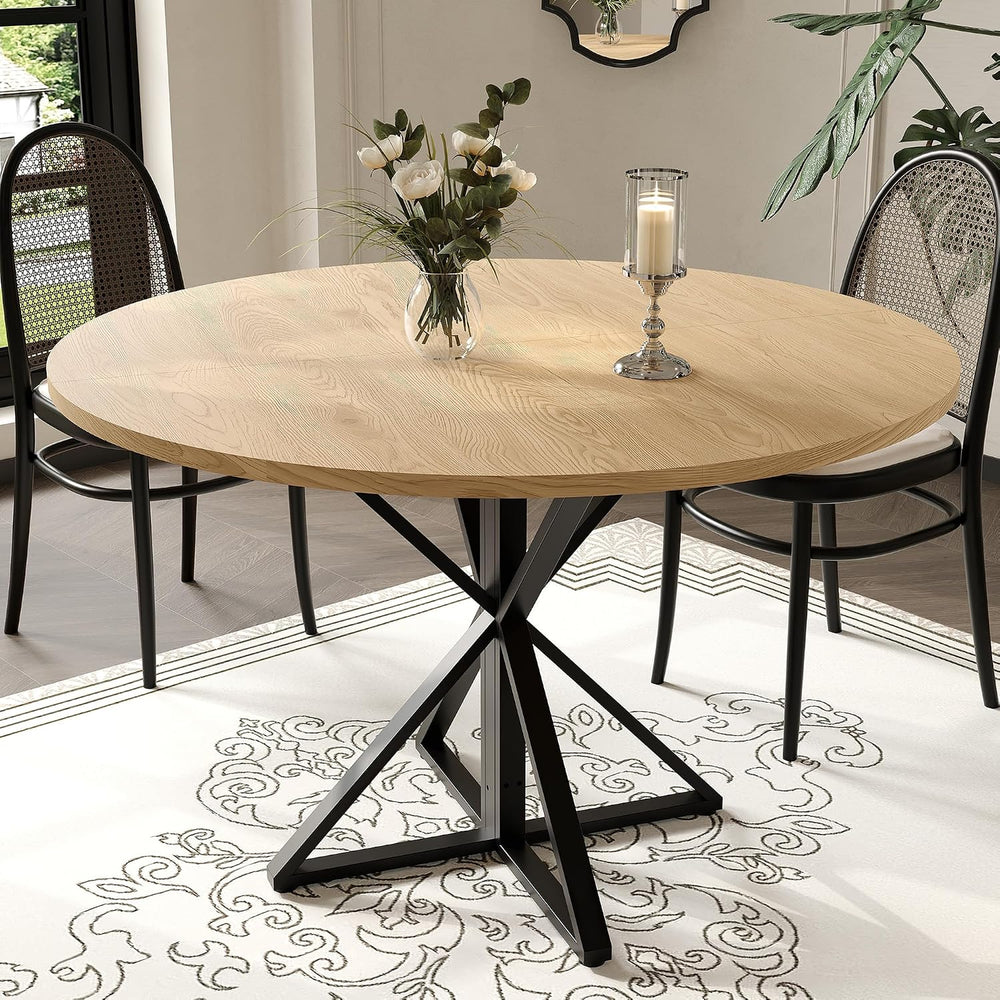 GarveeHome 47 Inch Round Dining Table for 4-6, Circle Kitchen Table with Pede...