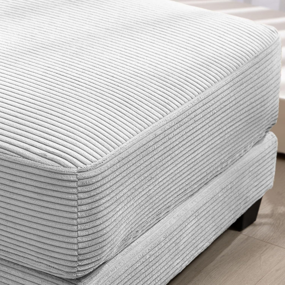 Corduroy Ottoman for Sectional Sofa, Modular Footrest with Wooden Legs, 43.7 ...