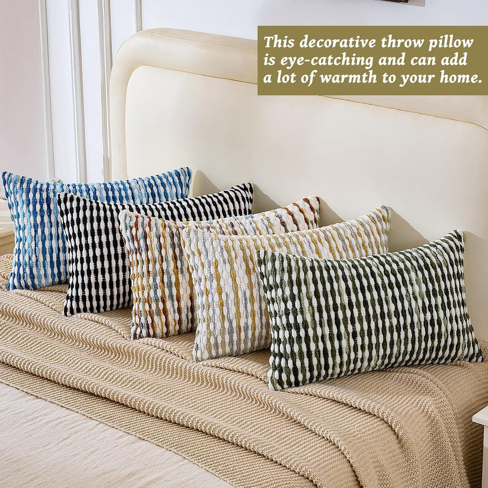 AmHoo Set of 2 Boho Chenille Pillow Cover,12 x 20-Inch Brown