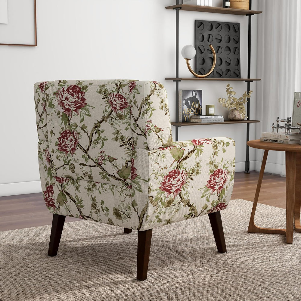 Accent Chair Set of 1, Comfy Reading Armchair, Pattern Floral