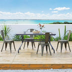 Yaheetech Metal Dining Chairs Set of 4, Industrial Stackable Kitchen Chairs with Back for Dining Room/Restaurant/Bistro/Patio, Indoor & Outdoor Use, Gun Metal