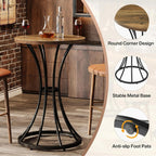 Tribesigns Round Bar Table for 2, 37.4" H Cocktail Table with Curved Metal Base, Coffee Pub Table for Spaces, Living Room, Kitchen, or Party (Brown & Black) (4)