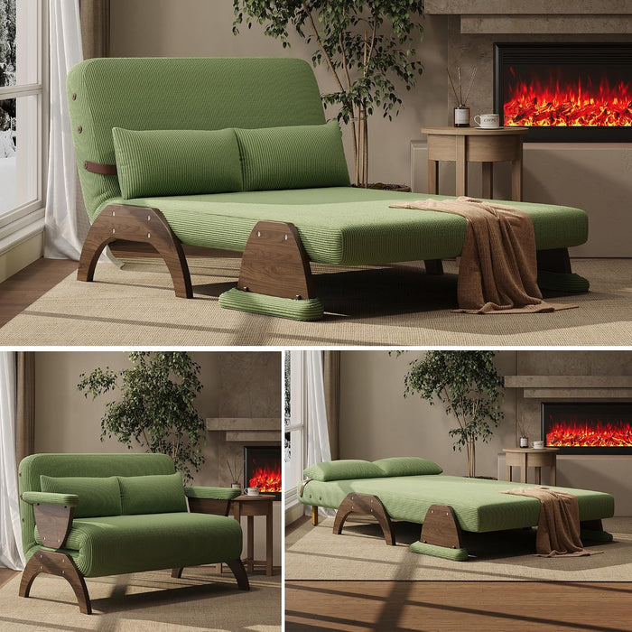 JASIWAY Convertible Sleeper Sofa Chair, 47" Corduroy Fold-Out Chair Bed