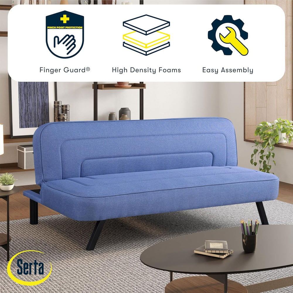 Serta Fairwood 66.1" Convertible Futon Sofa, Short Twin Size, Modern Boh...