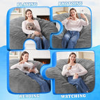 HABUTWAY 5FT Bean Bag Chair,Giant Bean Bag Chairs for Adults,Big Bean Bags with Memory Foam Filled, Large Beanbag Chairs with Soft Corduroy Cover-Grey