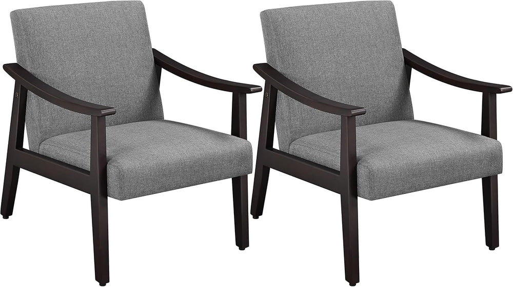 Yaheetech Accent Chairs Set of 2, Mid-Century Linen Fabric, Dark Gray