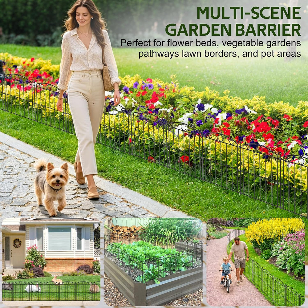 Decorative Garden Fence 17in x 50ft, 50 Panels No Dig Fence, Metal Fencing