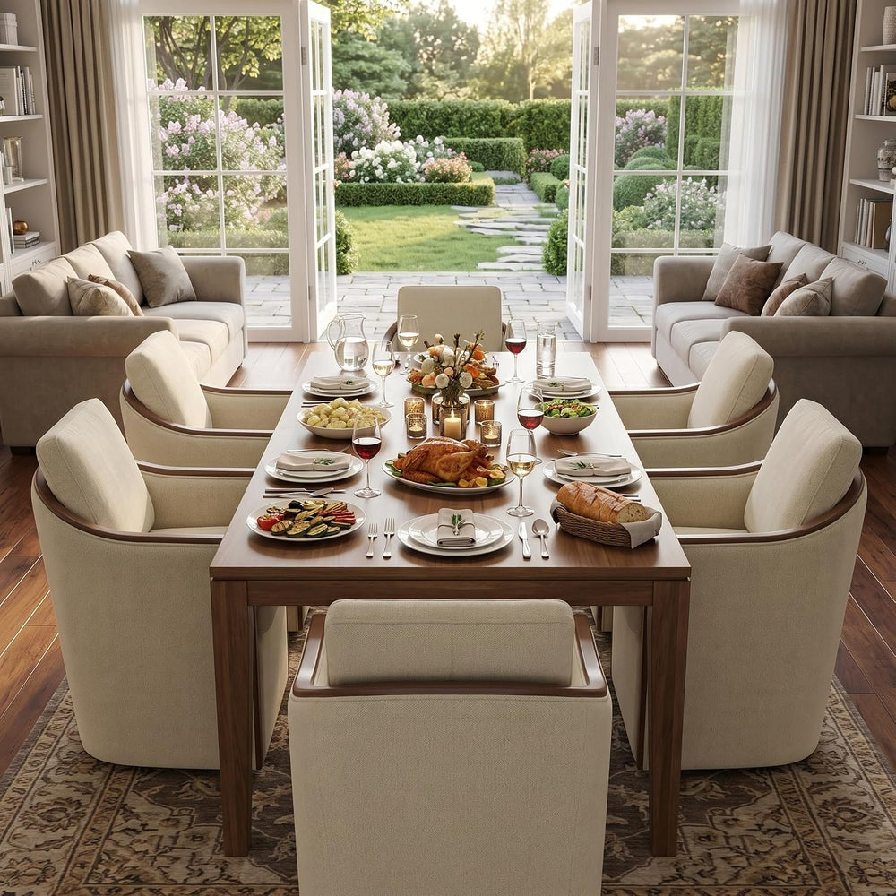 CHITA Upholstered Dining Chairs Set of 4 with Hidden Casters, Modern Dining C...