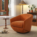 360° Swivel Barrel Accent Chair, Velvet Upholstered Club Armchair for Living Room, Modern Round Arm Chair Single Sofa Bedroom Reading Seating (Orange)