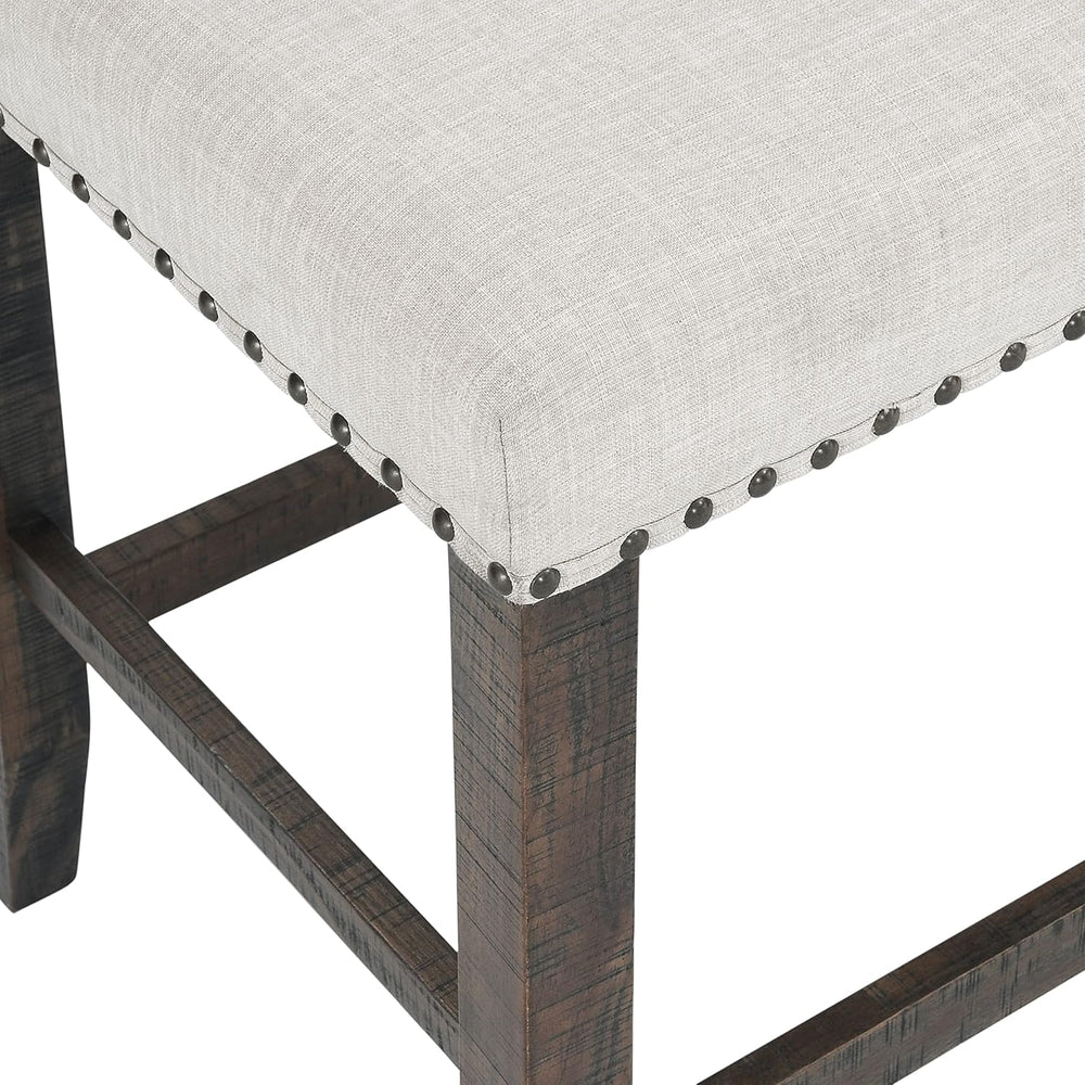Jofran Willow Creek Distressed Pine Counter Height Dining Bench, Rustic Uphol...