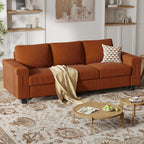 COPIAE 3 Seater Sofa Couch with Deep Seat, 90" Modern Upholstered Sofa with Armrests, Easy Installation, Comfy Couches for Living Room, Apartment,Rust