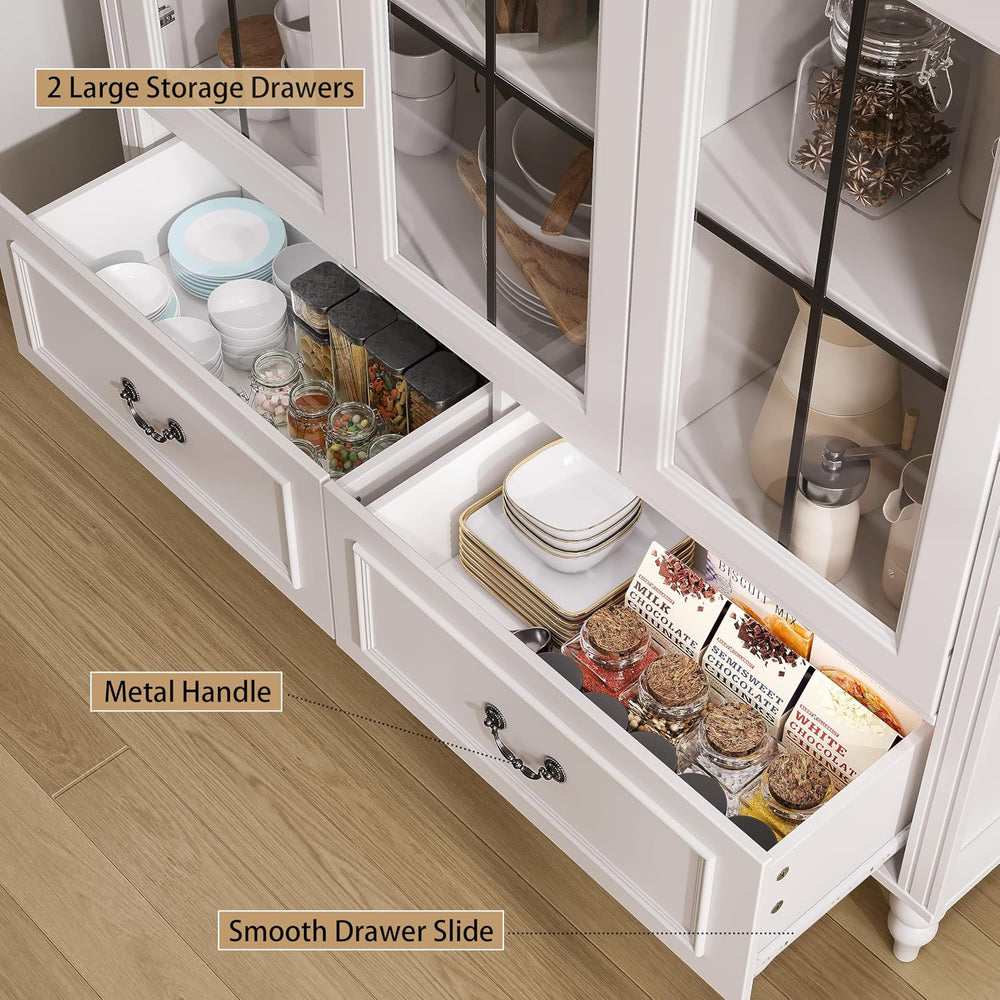 70.8'' Tall Arched Kitchen Pantry Cabinet, Large Farmhouse Storage Ca...
