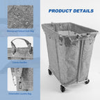 PLKOW Laundry Cart with Wheels 320L Large Rolling Laundry Cart for Commercial/Home, Rolling Laundry Basket with Steel Frame and Waterproof Lining, 9 Bushel, 32.3L x 19.7W x 30.7H Inch, Grey