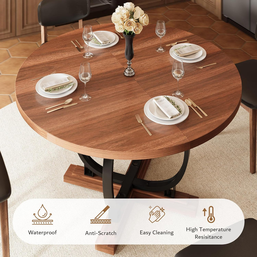 iPormis 59'' Extendable Round Dining Table for 4 to 6, Kitchen Table ...