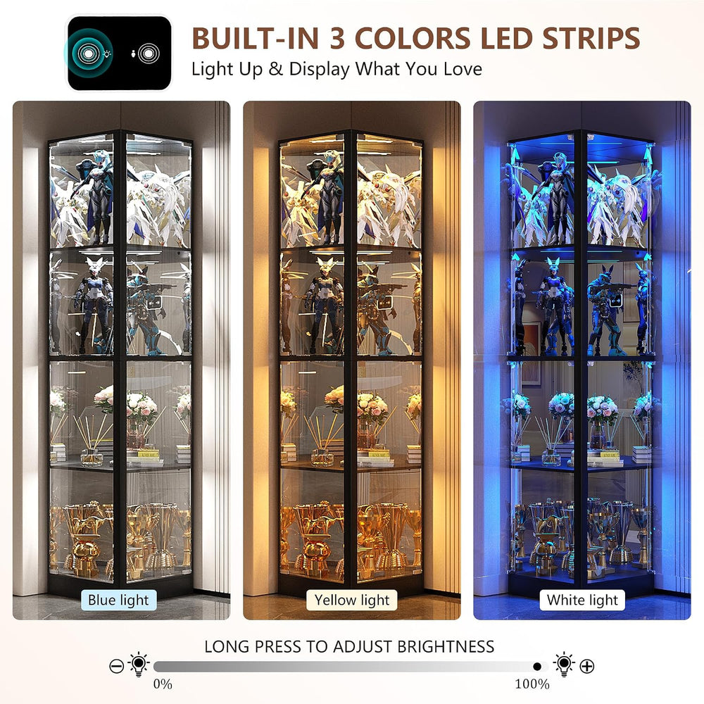 Dystler Corner Display Cabinet with Glass Doors & LED Lights