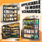 Heavy Duty Garage Shelving, Metal Storage Shelves, 5 Tier Adjustable Storage Shelves, Metel Shelving, Industrial Utility Rack for Garage, Warehouse, Workshop, 72" H×35" W×16" D