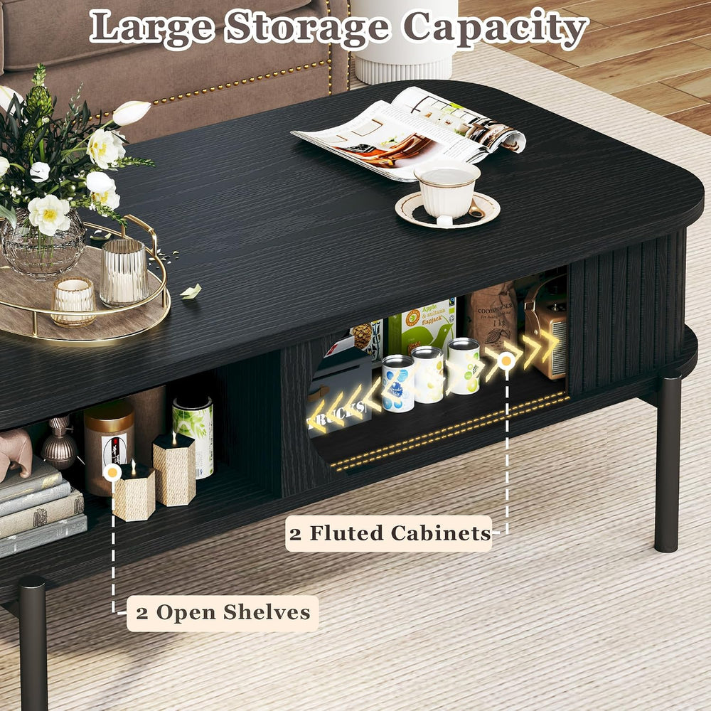 Coffee Table, 39.4" Mid Century Modern Coffee Tables for Living Room, Co...