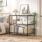 3-Shelf Adjustable Storage Shelves Metal Shelving Unit Heavy Duty Wire Rack Small Organizer with 3 Shelf Liners for Kitchen Pantry Bathroom Laundry Closet Garage 24" W x 14" D x 30" H Black