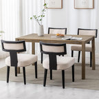 Mid Century Modern Dining Chairs Set of 4 Linen Fabric Upholstered Kitchen Side Chairs with Nailhead Trim, Modern Kitchen Armless Solid Wood Dining Chairs, Beige